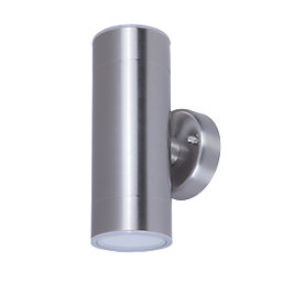 LAP Candiac Outdoor LED Up & Down Wall Light Brushed Chrome 8.6W 2 x 350lm