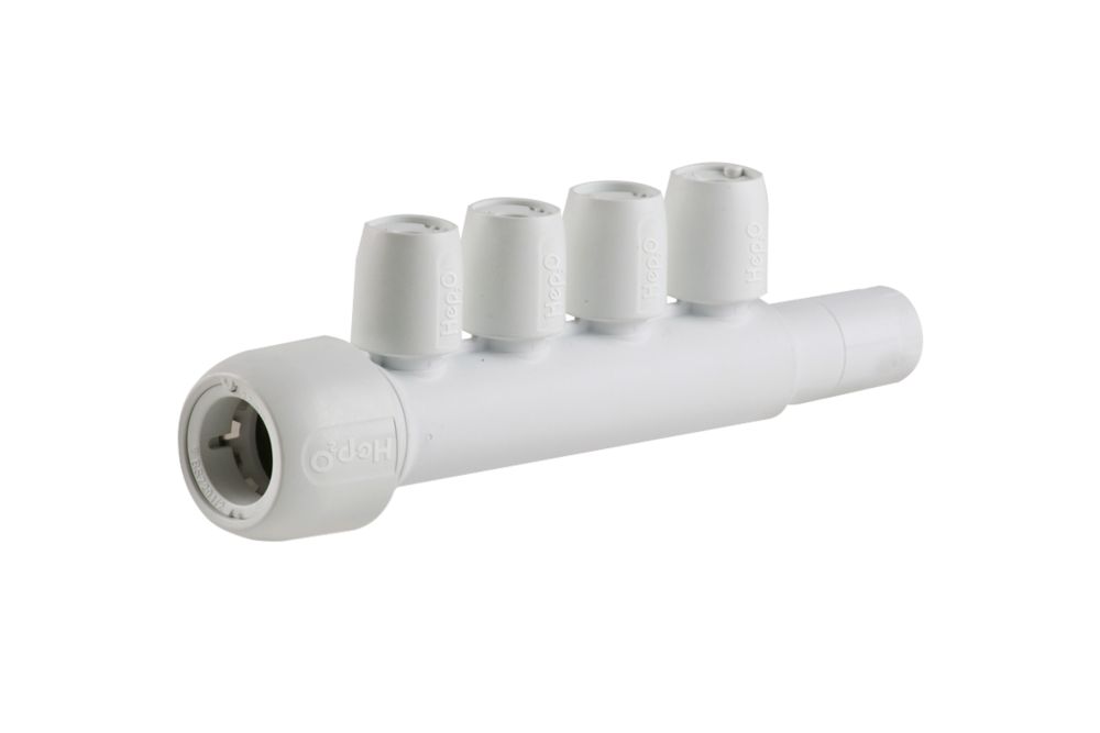 Hep2O  Plastic Push-Fit Reducing 4 Port Closed Spigot Manifold 22mm x 10mm