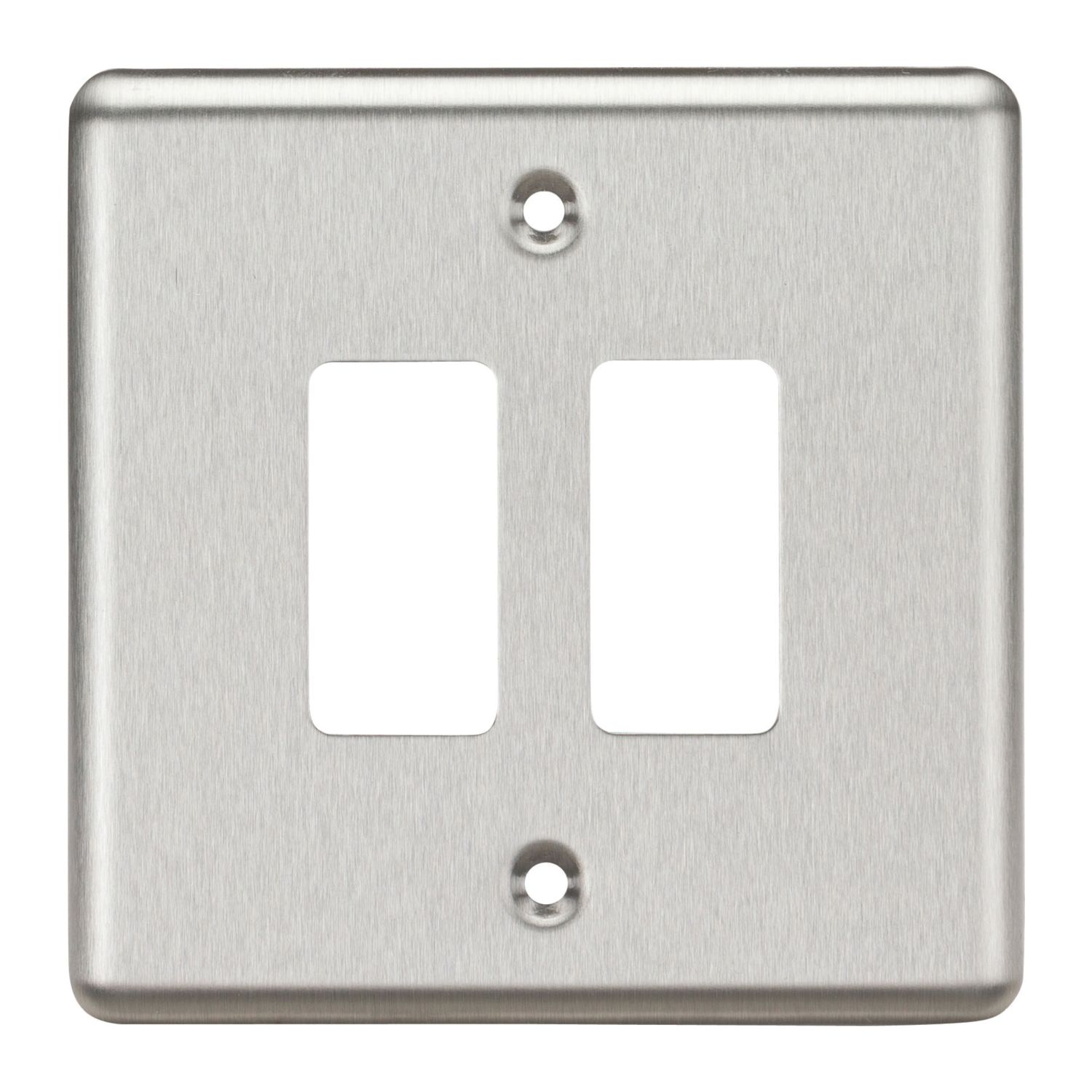 Knightsbridge 2-Gang 3-Module Grid Faceplate Brushed Chrome (290CR)