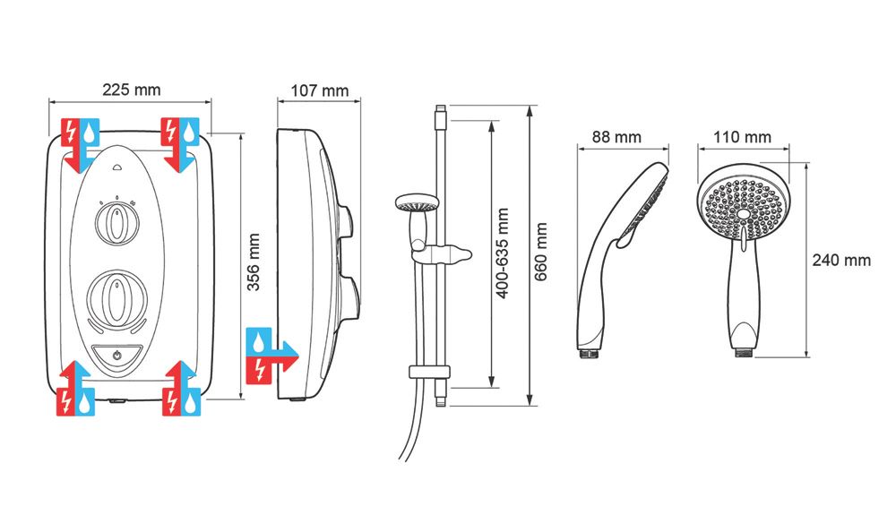 Mira Sprint Multi-Fit White 9.5kW Electric Shower - Screwfix