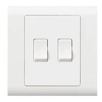 MK Essentials 10AX 2-Gang 1-Way Light Switch  White with White Inserts