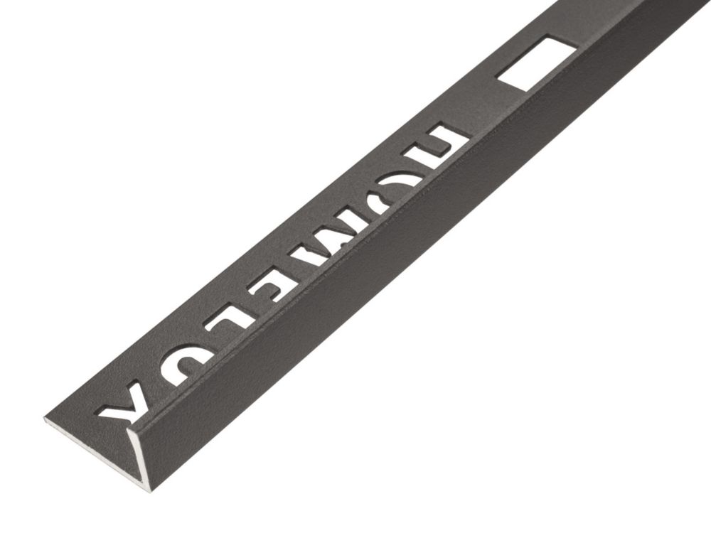 Homelux 9mm Straight Aluminium Tile Trim Carbon 2.5m - Screwfix