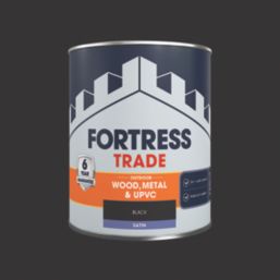 Fortress Trade 750ml Black Satin Emulsion Multi Surface Paint