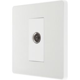 British General Evolve 1-Gang Coaxial TV / FM Socket Pearlescent White with White Inserts