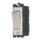 Contactum  10AX 2-Way Modular Light Switch Brushed Steel with White Inserts