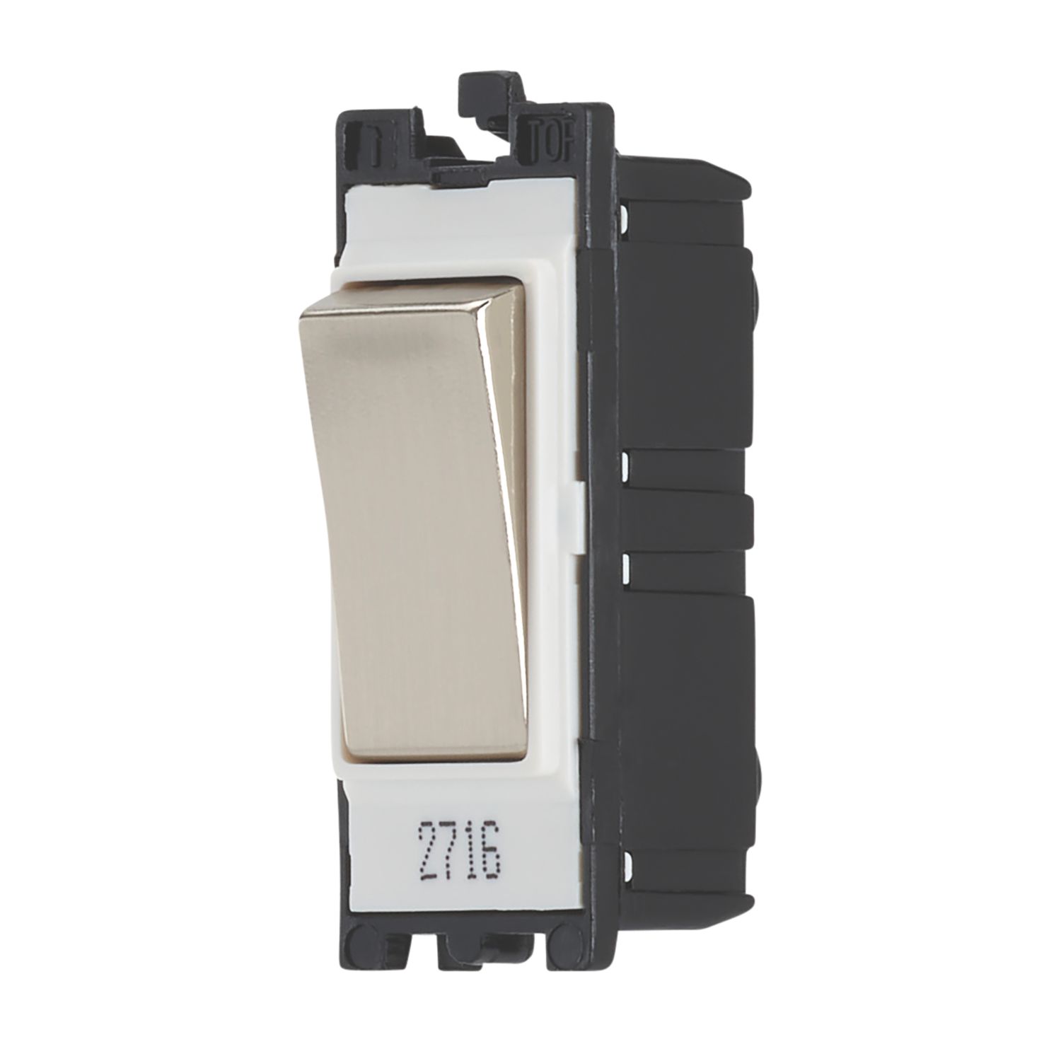 Contactum 10AX 2-Way Modular Light Switch Brushed Steel with White Inserts (290RV)