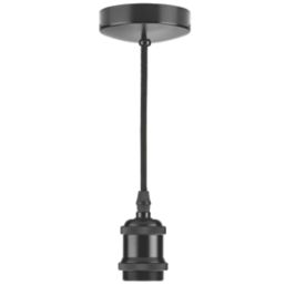 Knightsbridge Vintage 6" Pendant Set Light Fitting ES Matt Black 3 1/2"