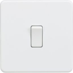 Knightsbridge Screwless 10AX 1-Gang 1-Way Light Switch  Matt White