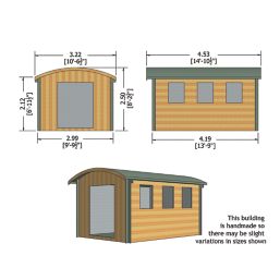 Shire Kilburn 10' x 14' (Nominal) Arched Timber Log Cabin