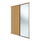 Spacepro Classic 2-Door Sliding Wardrobe Door Kit Oak Frame Oak / Mirror Panel 1185mm x 2260mm