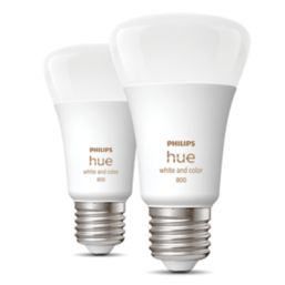 Philips Hue  E27 A60 RGB & White LED Smart Light Bulb 6.5W 806lm 2 Pack