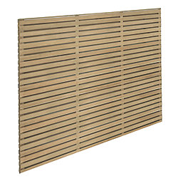 Forest  Double-Slatted  Garden Fence Panel Natural Timber 6' x 5' Pack of 5