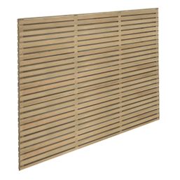 Forest  Double-Slatted  Fence Panels Natural Timber 6' x 5' Pack of 5