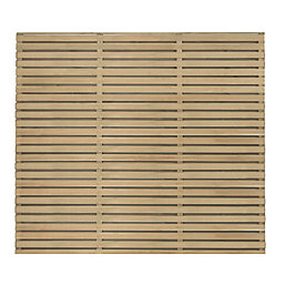 Forest  Double-Slatted  Garden Fence Panel Natural Timber 6' x 5' Pack of 5