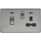 Knightsbridge  45A 2-Gang DP Cooker Switch & 13A DP Switched Socket Black Nickel with LED with Black Inserts