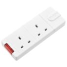 Masterplug 13A 2-Gang Unfused Rewireable Trailing Socket with LED White