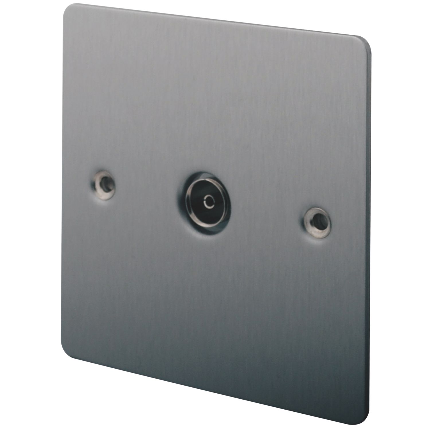 LAP 1-Gang Female Coaxial TV Socket Brushed Stainless Steel (29268)