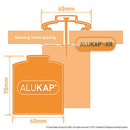 ALUKAP-XR White  Glazing Bar with Gasket 3000mm x 60mm