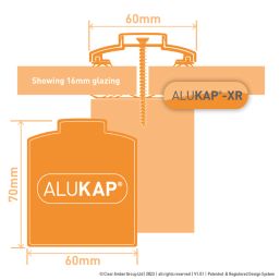 ALUKAP-XR White  Glazing Bar with Gasket 3000mm x 60mm