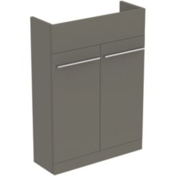 Ideal Standard i.life S Semi-Countertop Floorstanding Basin Unit with Chrome Handles & Basin Matt Quartz Grey 600mm x 210mm x 835mm