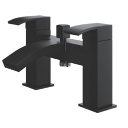 ETAL Kinlin Matt Black 143mm Deck Mounted Dual Control Manual Shower Mixer Tap