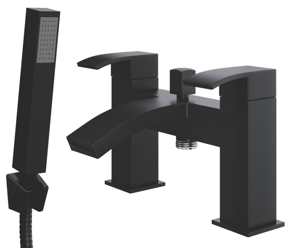 ETAL Kinlin Deck-Mounted Bath Shower Mixer Tap Matt Black - Screwfix