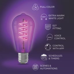 Calex  E27 ST64 RGB & White LED Smart Light Bulb 4.9W 280lm
