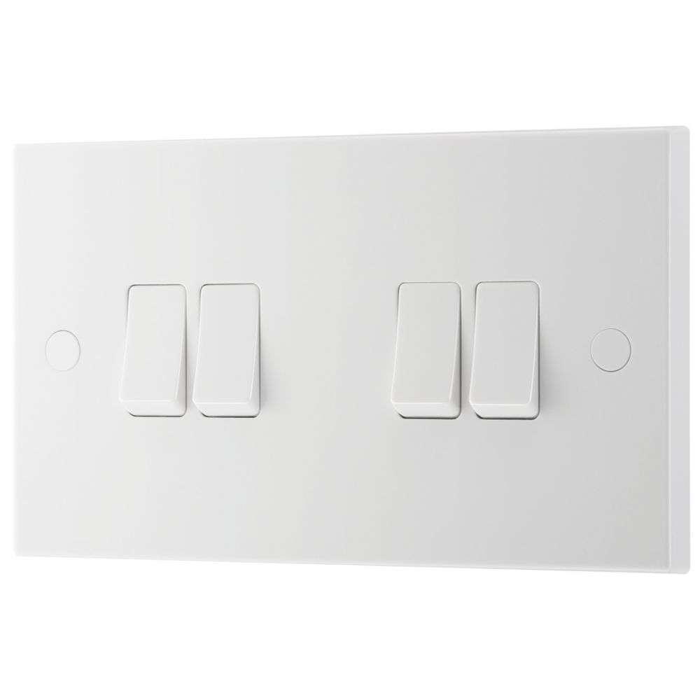 British General 900 Series 20A 16AX 4-Gang 2-Way Light Switch  White