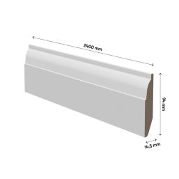 Essentials Primed MDF Chamfered & Ovolo Skirting Board 2400mm x 94mm x 14.5mm 4 Pack