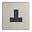 Contactum Lyric 5A 1-Gang Unswitched Round Pin Socket Brushed Steel with Black Inserts