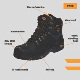Site Prescott Size 12  Black Waterproof Steel Toe Cap Safety Boots
