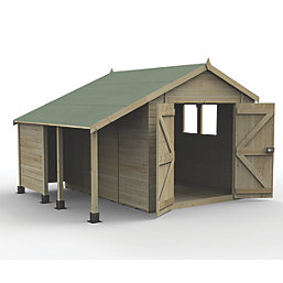 Forest Timberdale 11' 6" x 10' (Nominal) Reverse Apex Tongue & Groove Timber Shed with Store, Base & Assembly