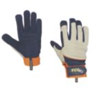 ClipGlove General Purpose   Synthetic Leather Gardening Gloves Navy / Cream Medium