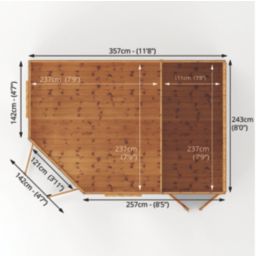 Mercia Corner 11' 6" x 8' (Nominal) Pent Tongue & Groove Timber Summerhouse & Shed
