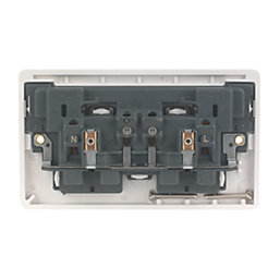 MK Logic Plus 13A 2-Gang DP Switched Plug Socket White
