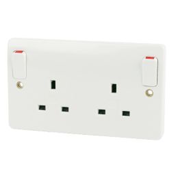 MK Logic Plus 13A 2-Gang DP Switched Plug Socket White