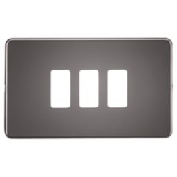 Knightsbridge  3-Module Grid Faceplate Black Nickel