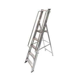 Lyte Aluminium 1.89m 5 Step Platform Step Ladder With Handrail
