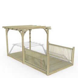 Forest Ultima 16' x 8' (Nominal) Flat Pergola & Decking Kit with 2 x Balustrades (4 Posts)
