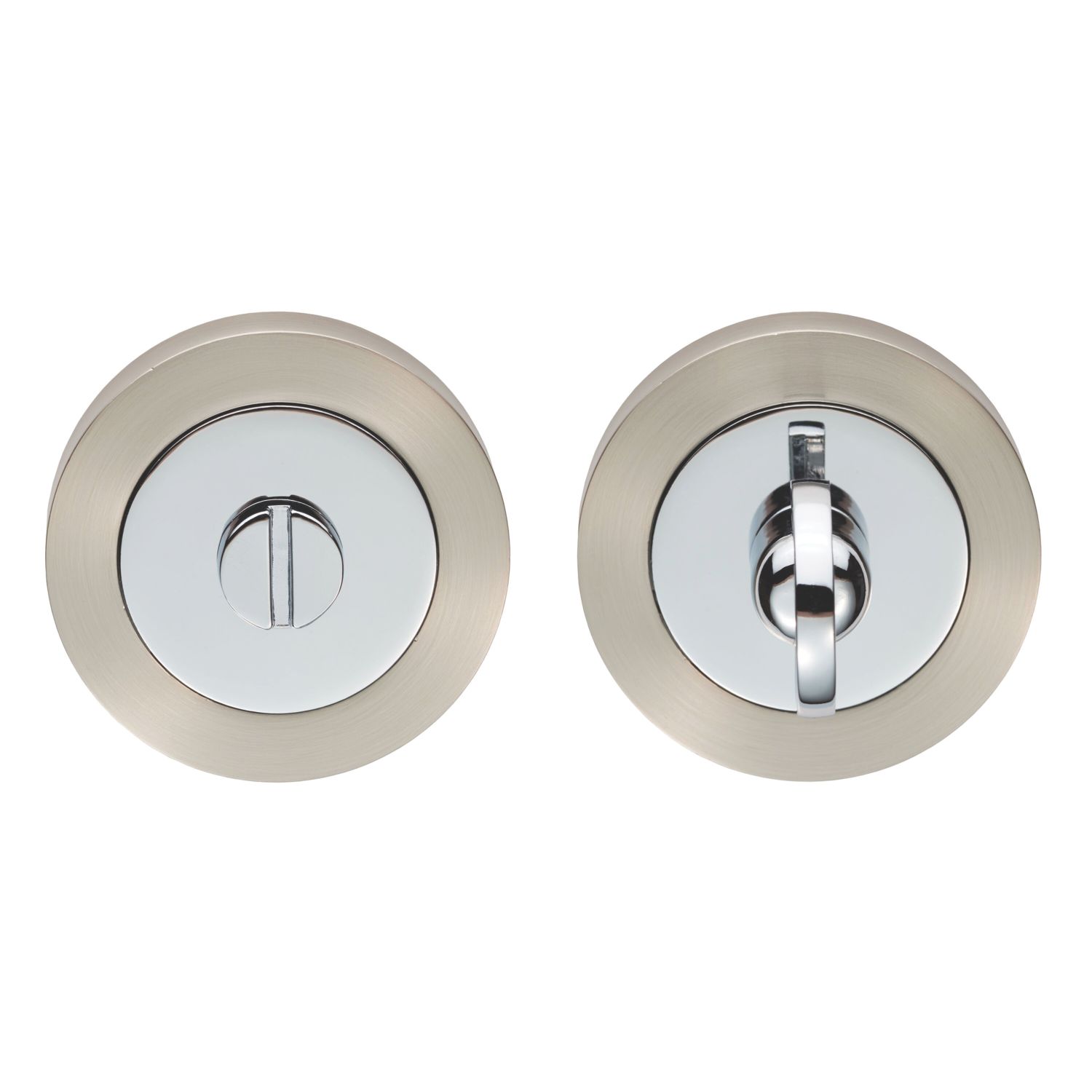 Carlisle Brass Standard WC Thumbturn Set Polished Chrome / Satin Nickel 50mm (293JA)