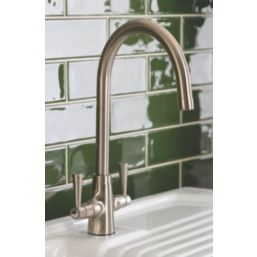 Streame by Abode Stamford Swan Dual-Lever Mono Mixer Brushed Nickel