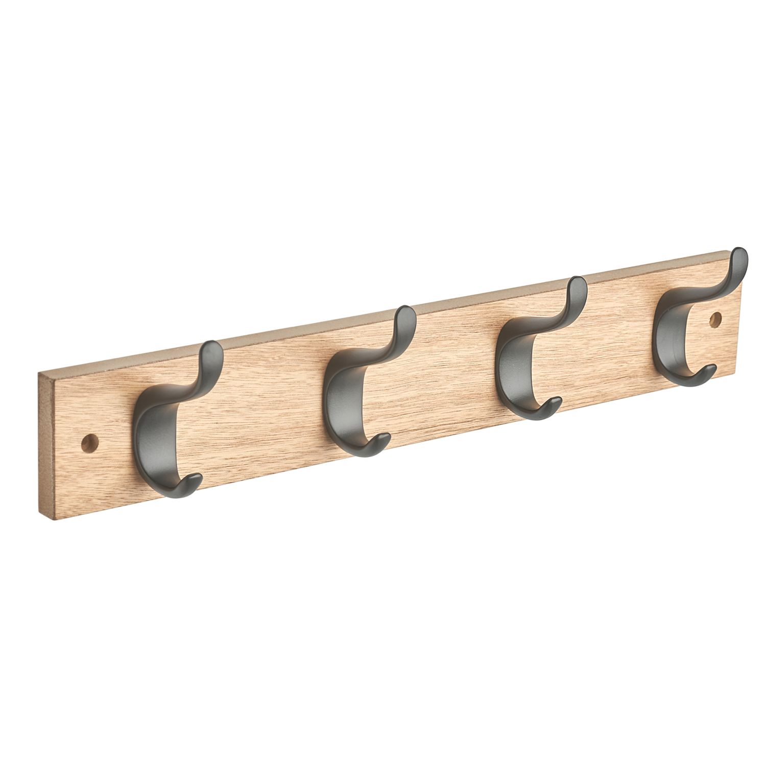 Hardware Solutions 4-Hook Heavy Duty Rail Wooden Ash 400mm x 70mm (293KK)