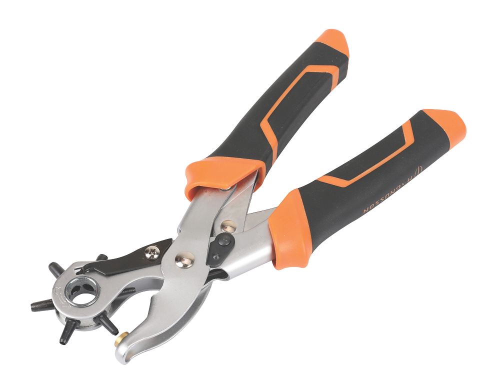 Heavy Duty Leather Belt Hole Punch Plier 3 Round. 3 Flat Punch Sizes  6-sizes Revolving Head Hole Cutter, Inserting Punch. 