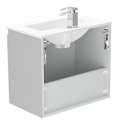 Newland  Double Door Wall-Mounted Vanity Unit with Basin Matt Pearl Grey 600mm x 370mm x 540mm