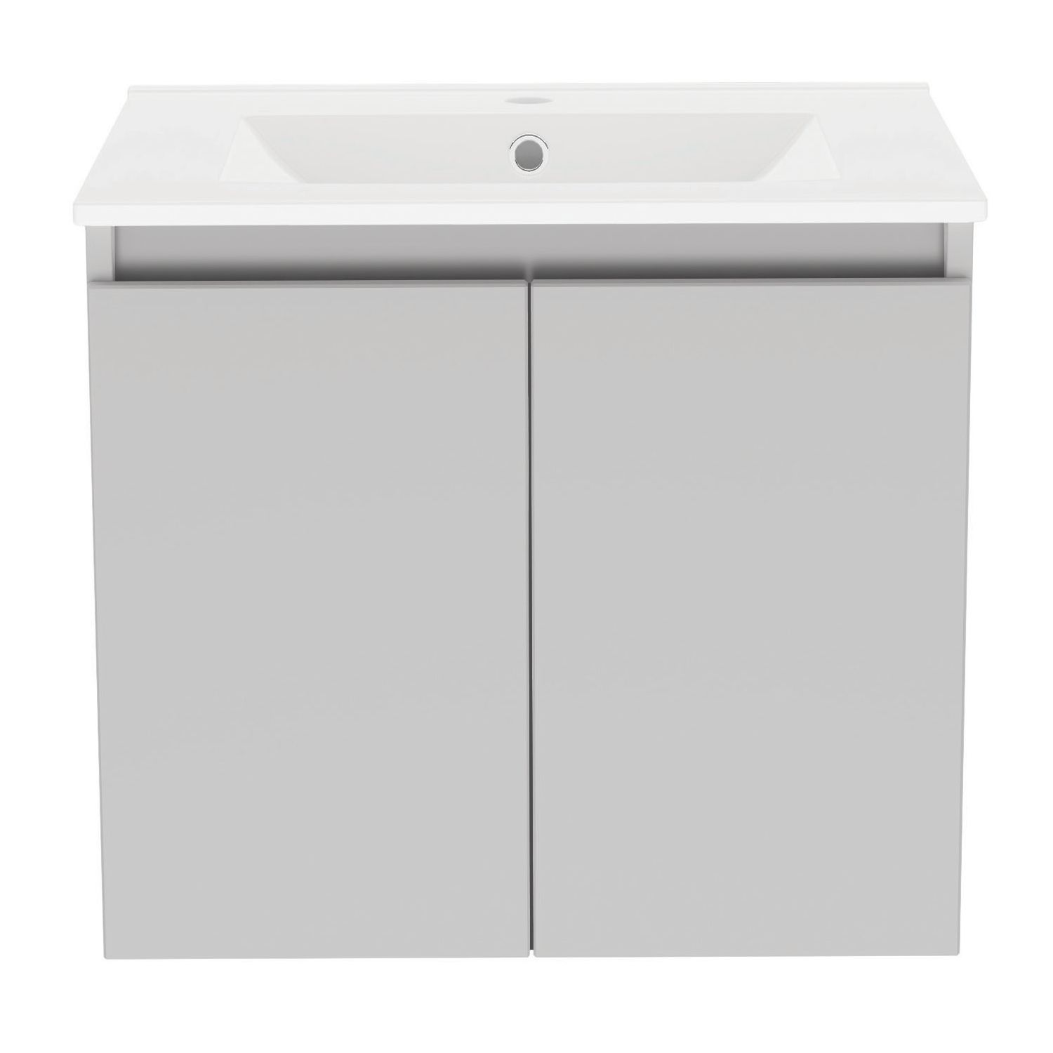Newland Double Door Wall-Mounted Vanity Unit with Basin Matt Pearl Grey 600mm x 370mm x 540mm (293RN)