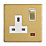 Contactum Lyric 13A 1-Gang DP Switched Socket Outlet Brushed Brass with Neon with White Inserts