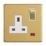 Contactum Lyric 13A 1-Gang DP Switched Socket Outlet Brushed Brass with Neon with White Inserts