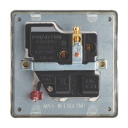 Contactum Lyric 13A 1-Gang DP Switched Socket Outlet Brushed Brass with Neon with White Inserts