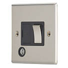 Contactum iConic 13A Switched Fused Spur & Flex Outlet  Brushed Steel with Black Inserts
