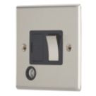Contactum iConic 13A Switched Fused Spur & Flex Outlet  Brushed Steel with Black Inserts